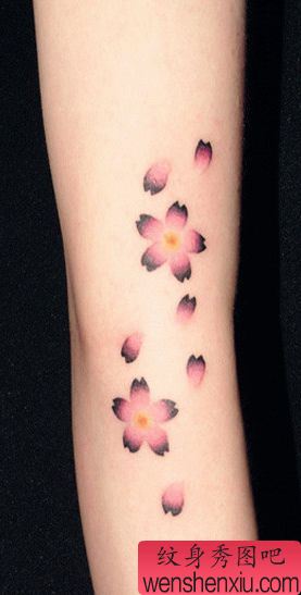 女生喜欢的手臂樱花纹身图案