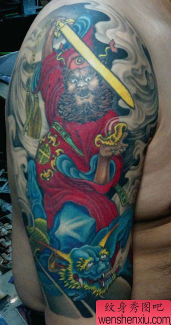 手臂经典超酷的天师钟馗纹身图案