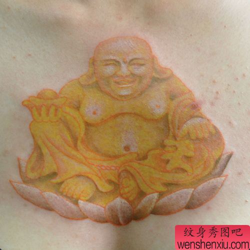 一幅彩色弥勒佛纹身图案