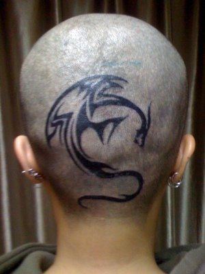 头部帅气经典的图腾龙纹身图案