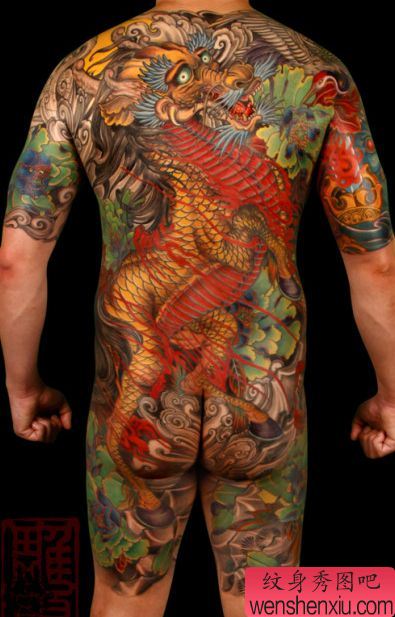一幅全胛麒麟纹身图案