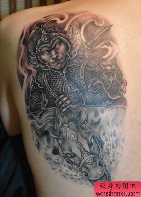 背部赵云战马纹身图案
