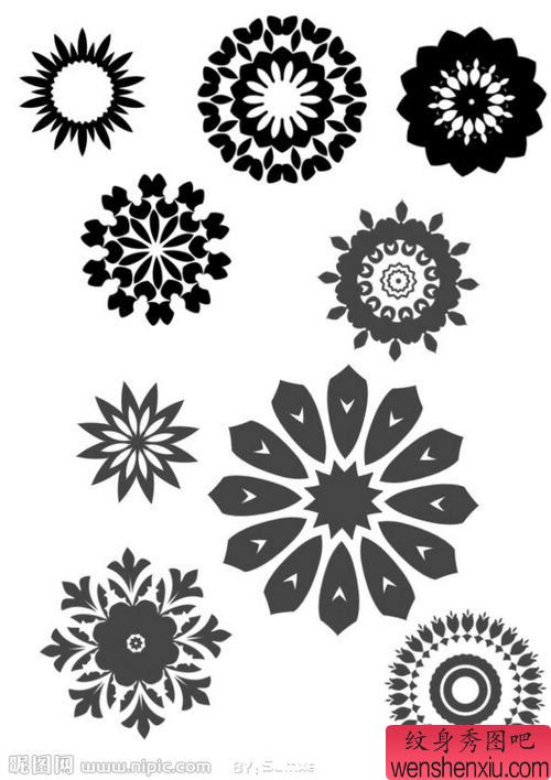 分享一组好看的图腾花卉纹身图案