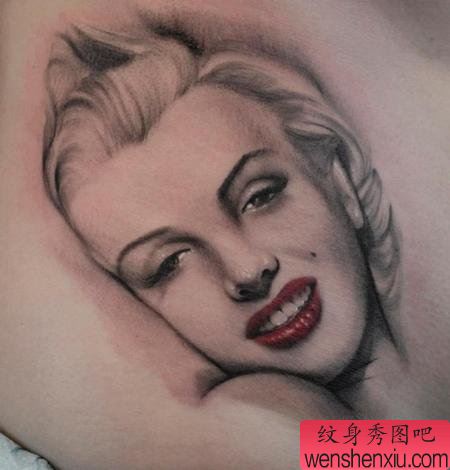 漂亮的玛丽莲梦露肖像纹身图案
