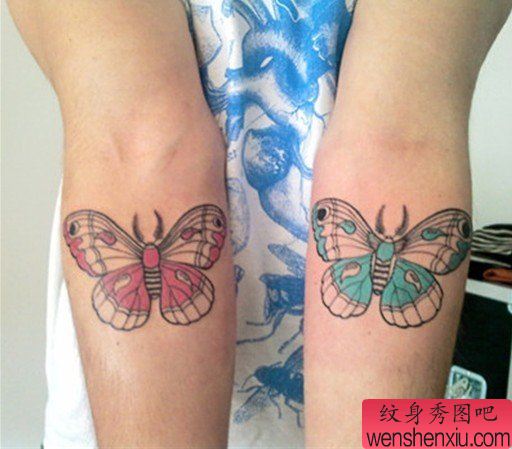 女孩子手臂好看的小蝴蝶纹身图案