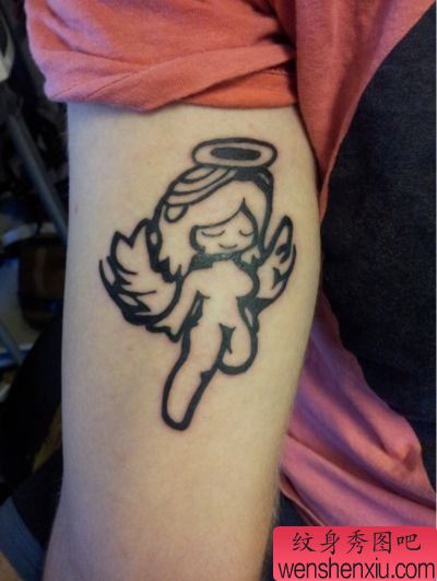 女生手臂图腾天使纹身图案