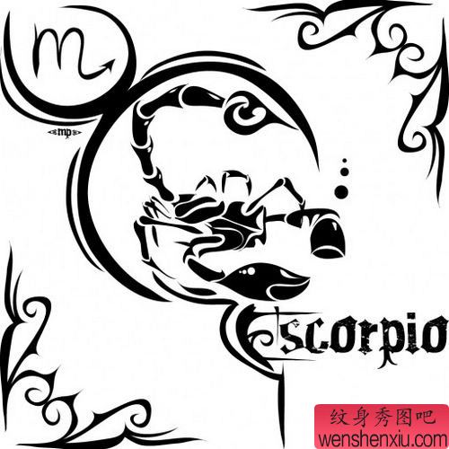 一幅经典的图腾天蝎座纹身图案