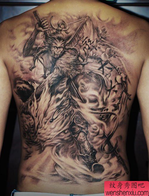 超酷的满背齐天大圣孙悟空纹身图案