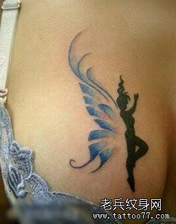 美女胸部漂亮的精灵纹身图案