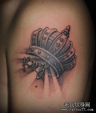手臂好看的黑灰皇冠纹身图案