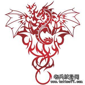 一幅男性喜欢的图腾龙纹身图案