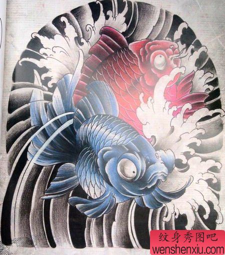 一幅纹手臂的金鱼纹身手稿