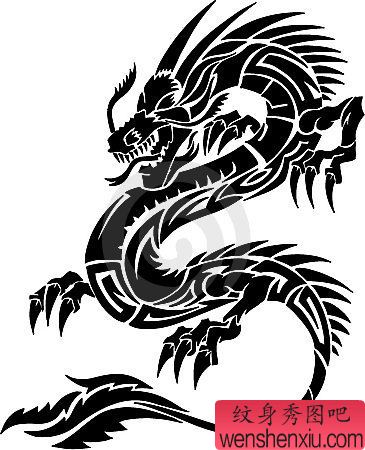 为大家分享一幅帅气的图腾龙纹身图案