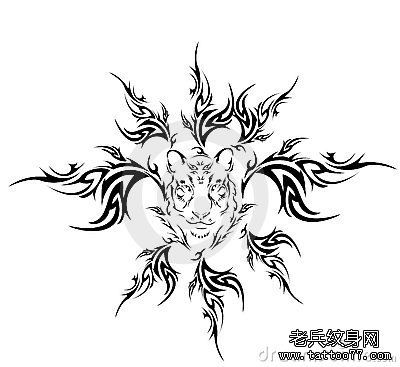 帅气的一幅图腾狮子纹身图案