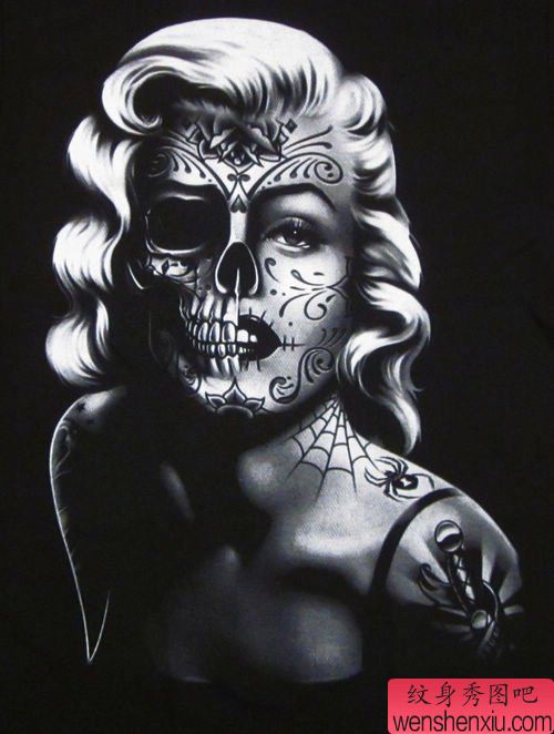一幅邪恶的玛丽莲梦露纹身图案
