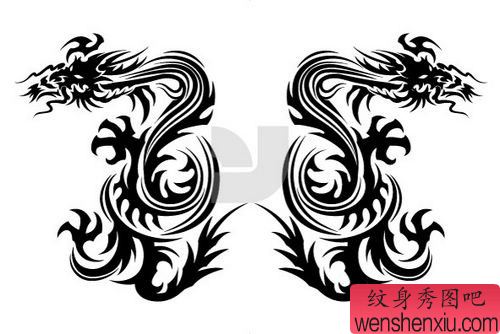 超帅的图腾披肩龙纹身图案