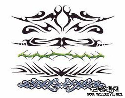 一组流行精美的图腾腰花纹身手稿