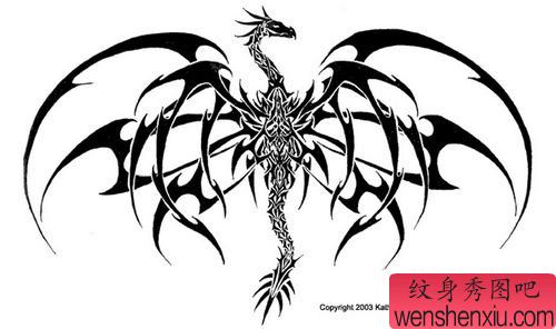 适合纹背部的图腾龙纹身图案