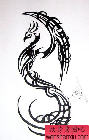 一幅适合纹手臂腿部的图腾龙纹身图案