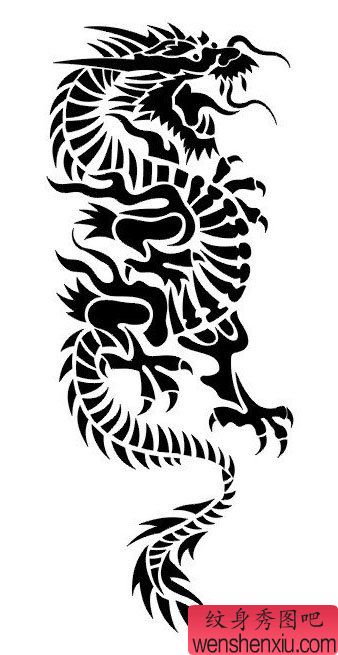 男生喜欢的图腾龙纹身图案