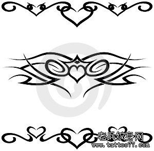 唯美好看的爱心图腾腰花纹身图案