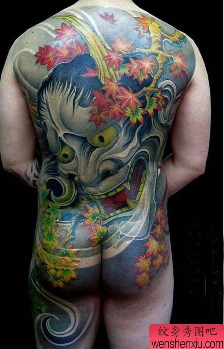 超霸气的满背般若纹身图案