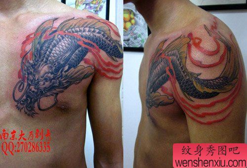 一幅帅气的过肩鳌鱼纹身图案