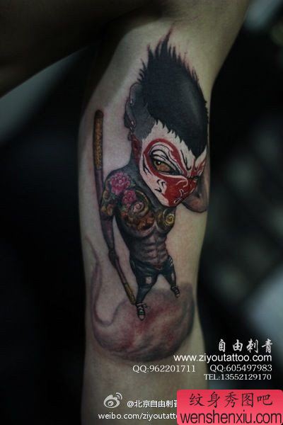 一幅邪恶的孙悟空纹身图案