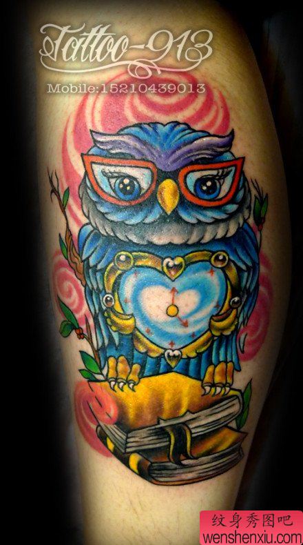 漂亮可爱的猫头鹰纹身图案