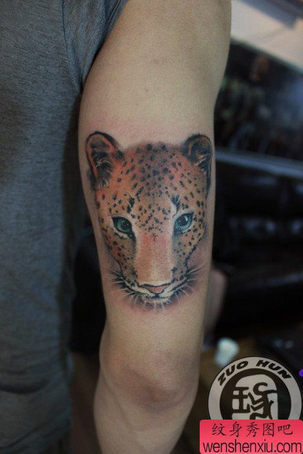 女生手臂好看的豹子纹身图案