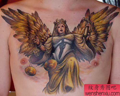 男性前胸超酷的星座天秤座纹身图案