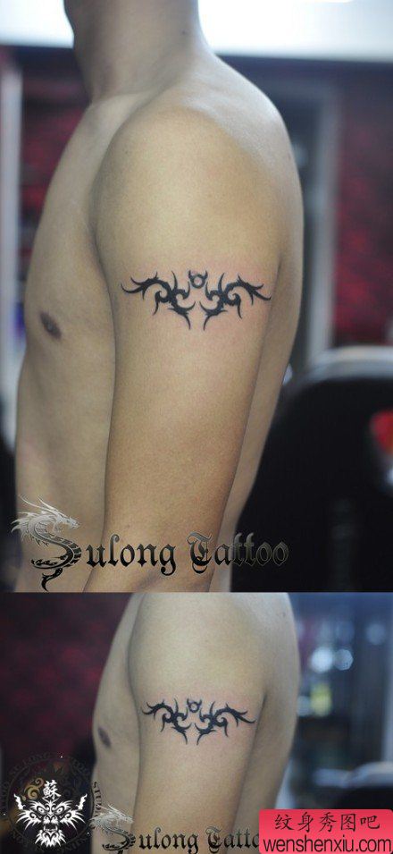 男生手臂简单流行的图腾臂环纹身图案