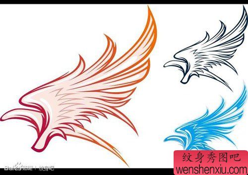 为大家分享一幅唯美流行的图腾翅膀纹身图案