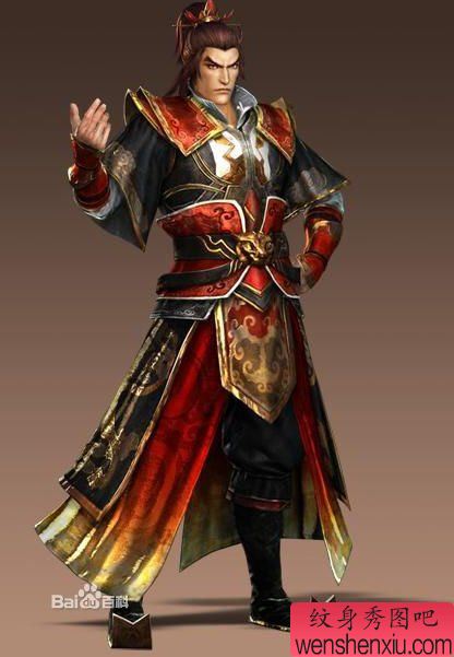 请欣赏一组三国人物孙权纹身图案