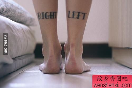 腿部英文字母纹身