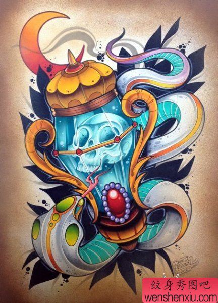 new school tattoo灵魂之灯纹身图案手稿图片