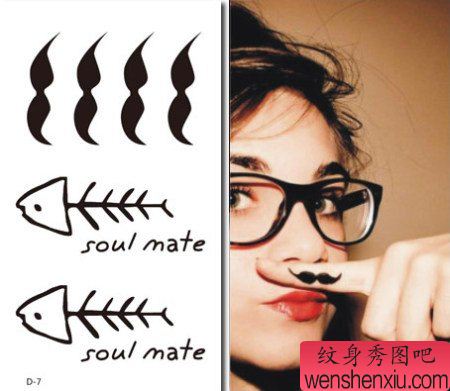 推荐一组可以文在手指的胡须鱼骨头简单纹身图案