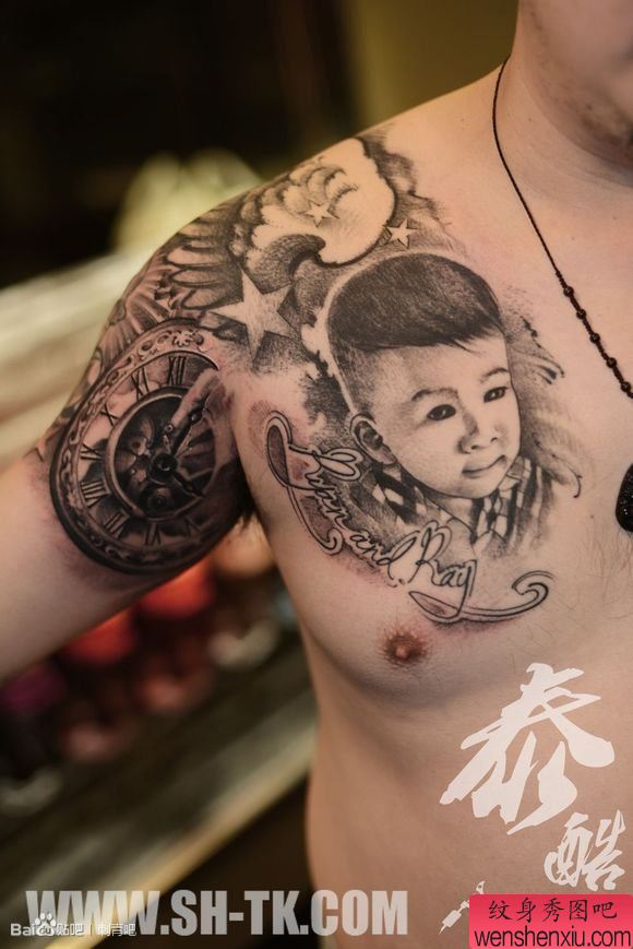 胳膊儿子女儿房子翅膀半胛(1)纹身图案