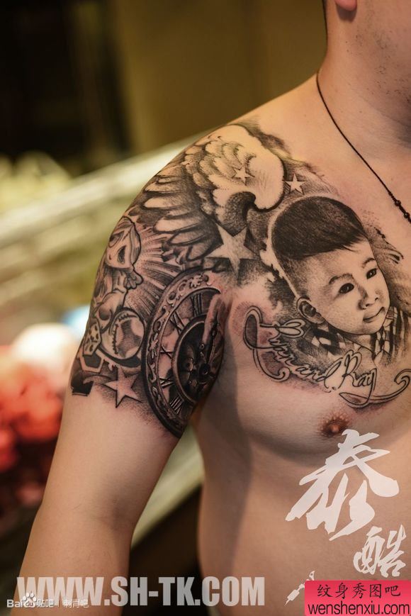 胳膊儿子女儿房子翅膀半胛(2)纹身图案