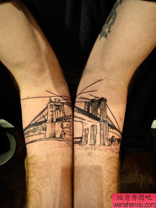手部之特别风格大桥纹身图案