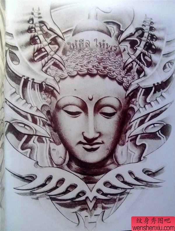 佛头像纹身手稿
