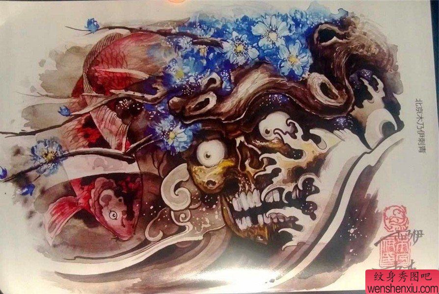 传统年鉴骷髅纹身手稿(59)