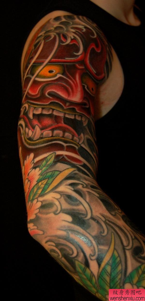 胳膊般若花臂文身作品