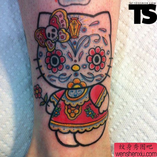 脚部创意卡通娃文身作品