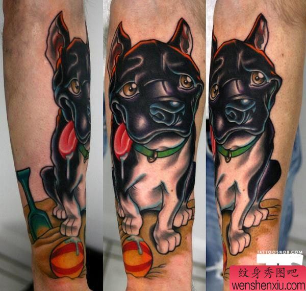 手部创意狗文身作品