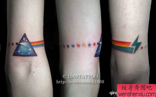 小清新手部闪电星星文身作品