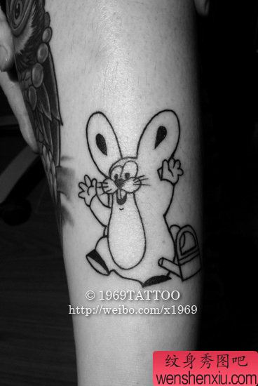 小清新手部兔子文身作品