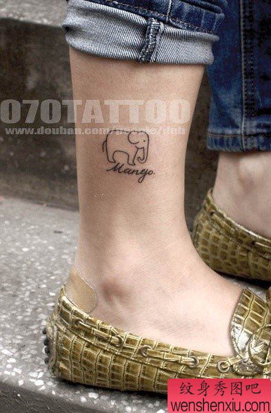 小清新腿部财神象文身作品