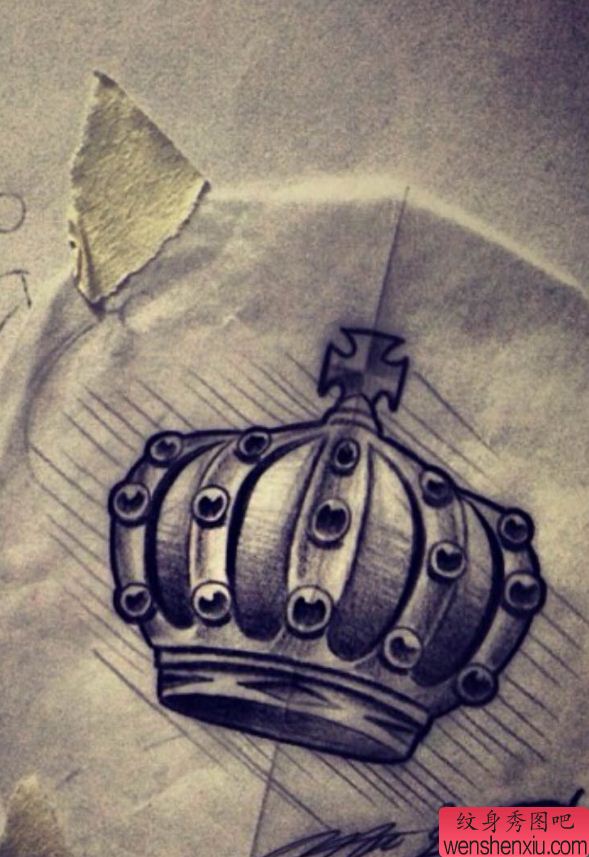 纹身秀图吧推荐一幅小清新皇冠手稿