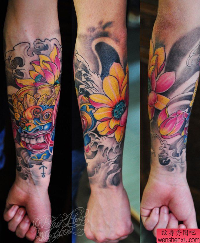 一幅欧美风格的小臂纹身图案由纹身秀图吧分享